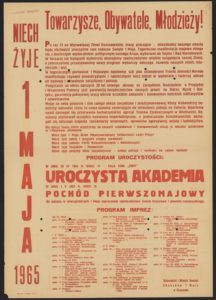 Plakat pierwszomajowy z 1965 roku Rzeszów