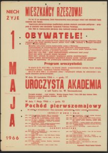 Plakat pierwszomajowy z 1966 roku Rzeszów
