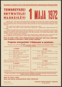 Plakat pierwszomajowy z 1972 roku Krosno