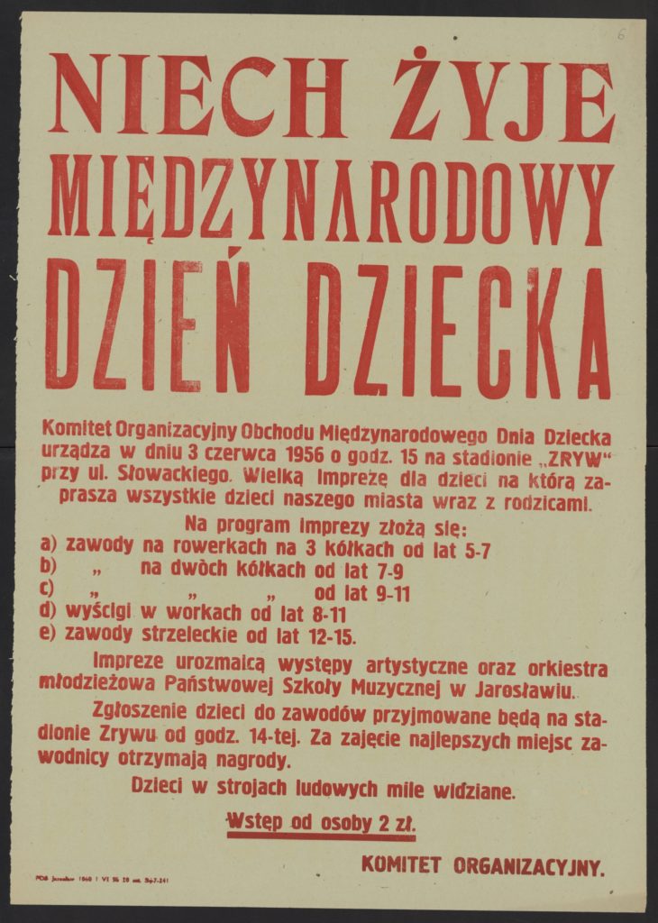 Plakat z okazji Dnia Dziecka 1956 r. Jarosław