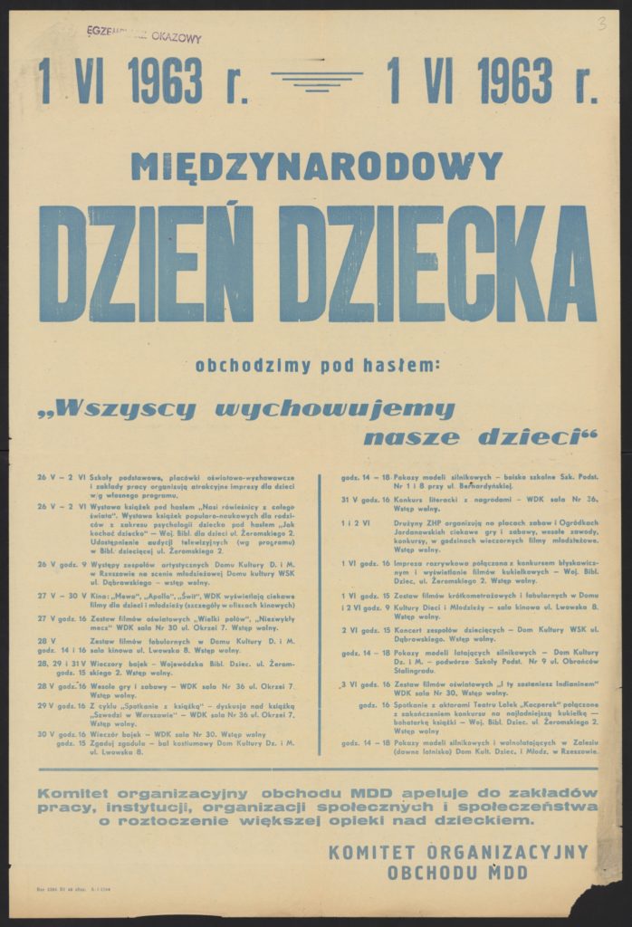 Plakat z okazji Dnia Dziecka 1963 r. Rzeszów