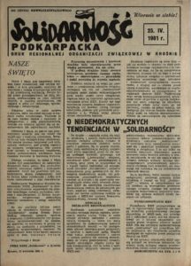 Solidarność Podkarpacka druk Regionalnej Organizacji Związkowej w Krośnie z dn. 25.04.1981 r. do użytku wewnątrzzwiązkowego, s.331