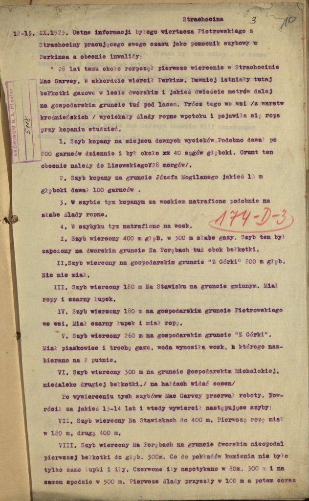 Pierwsze wiercenia w Strachocinie 1923 r. 1