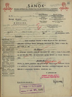 Firmówka z informacją o wyrabianych produktach z 1937 r.